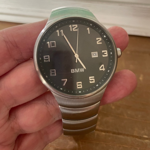 BMW Men's Silver Three-Hand Date Black Dial Stainless Steel Watch - Picture 1 of 7